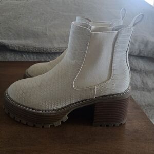 MIA Harper Chelsea Cream Snakeskin Ankle Boot